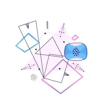 Creative abstract composition of different geometric shapes and other element Illustrazione stock