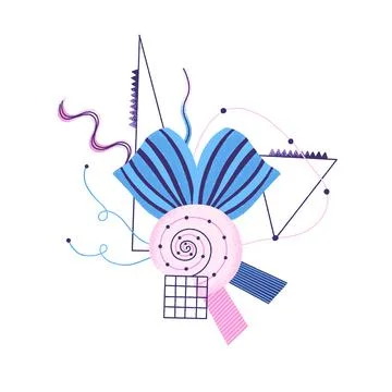 Creative abstract composition of different textured shapes in hand-drawn styl Stock Illustration