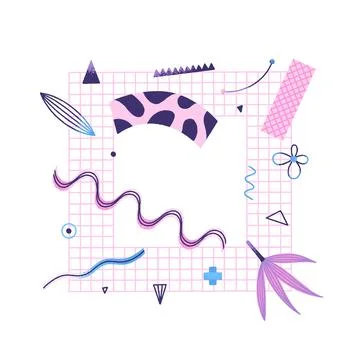 Creative abstract composition of different textured shapes in hand-drawn styl Illustrazione stock