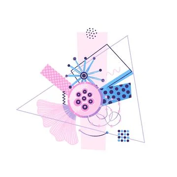 Creative abstract composition of different textured shapes in hand-drawn styl Stock Illustration