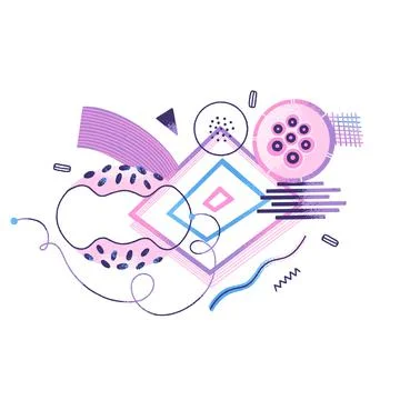 Creative abstract composition of different textured shapes in hand-drawn styl Stock-Illustration