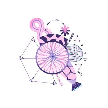 Creative abstract composition of different textured shapes in hand-drawn styl Stock-Illustration