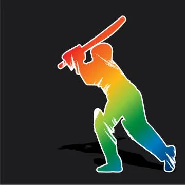 Creative abstract cricket player design by brush stroke vector Illustrazione stock
