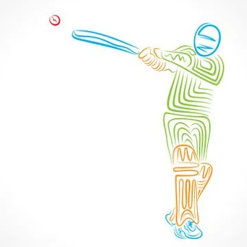 Creative abstract cricket player design by brush stroke vector Stock Illustration