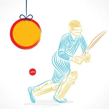 Creative abstract cricket player design by brush stroke vector Stock Illustration