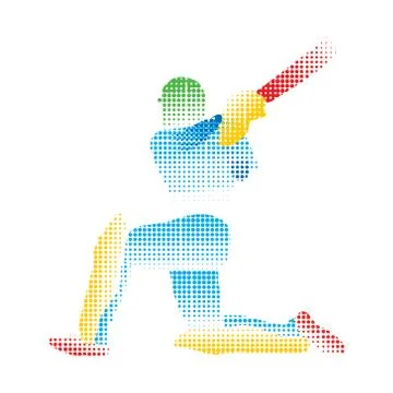 Creative abstract cricket player design by halftone vector Illustrazione stock
