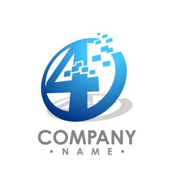 Creative abstract data number four vector logo design template element. Color Illustrazione stock