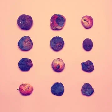 Creative abstract design concept - group vintage dried fruits Stock Photos