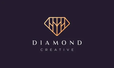 Creative abstract diamond logo in modern and luxury style with gold color Stock Illustration