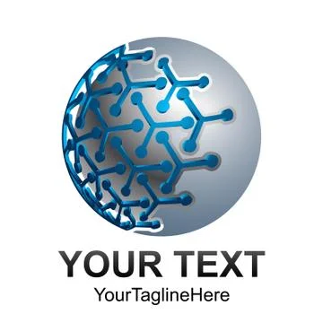 Creative abstract digital sphere technology vector logo design template eleme Illustrazione stock
