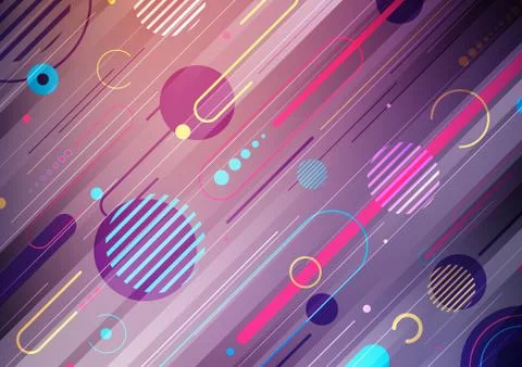Creative abstract dynamic geometric elements pattern design on  stripes diago イラスト素材