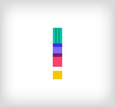 Creative abstract exclamation mark multicolored linear logo. Stock Illustration