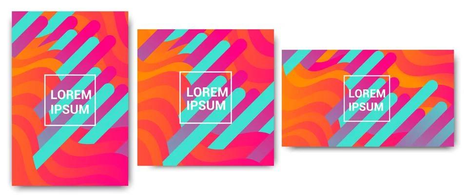 Creative abstract fluide shape geometric pattern background or wallpaper set. Stock Illustration