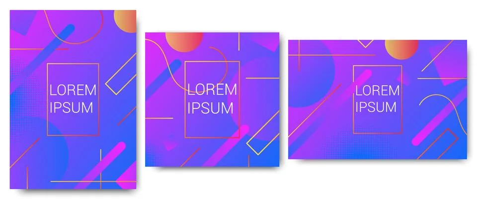 Creative abstract fluide shape geometric pattern background or wallpaper set. Stock Illustration
