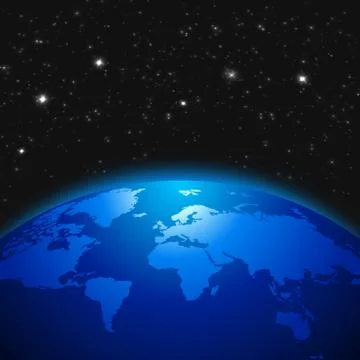 Creative abstract global communication scientific concept: space view of Earth Stock Illustration