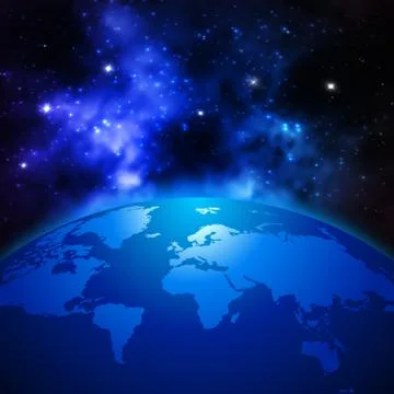 Creative abstract global communication scientific concept: space view of Earth Stock Illustration