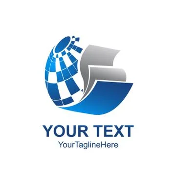 Creative abstract globe and rolls of paper vector logo design template elemen Stock Illustration