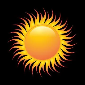 Creative, abstract graphic design for sun orange color on the black backgroun Stock Illustration