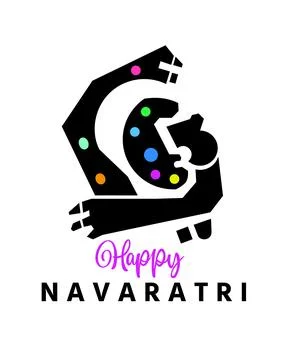 Creative Abstract Happy Navratri Vector Illustration with Black Silhouette Stock Illustration