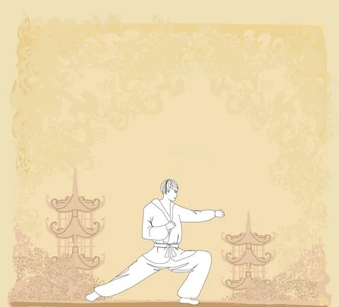 Creative abstract illustration of karate fighter Stock Illustration