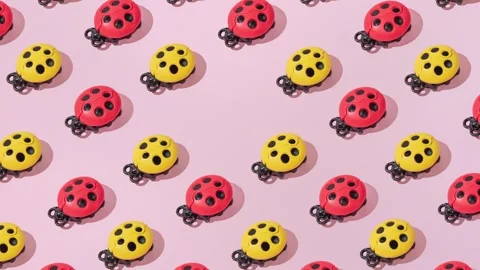 Creative abstract ladybug pattern flat lay on pastel pink background minimalism Video stock 331714066