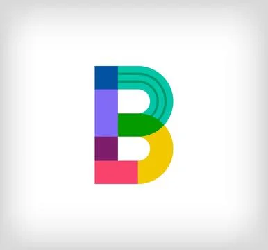 Creative abstract letter B multicolored linear logo. Stock Illustration