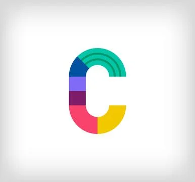 Creative abstract letter C multicolored linear logo. Stock Illustration