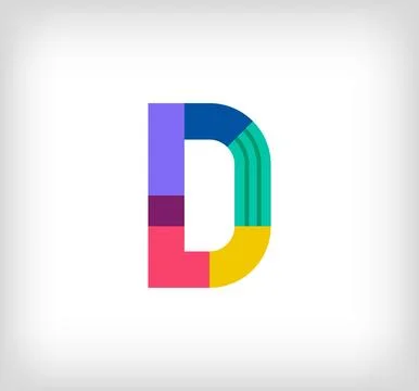 Creative abstract letter D multicolored linear logo. Stock Illustration