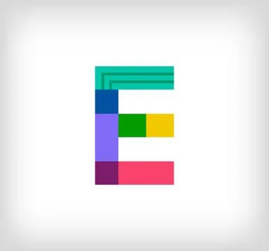 Creative abstract letter E multicolored linear logo. Stock Illustration