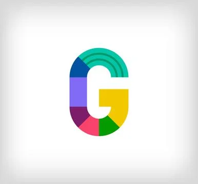 Creative abstract letter G multicolored linear logo. Stock Illustration
