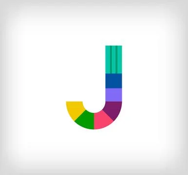 Creative abstract letter J multicolored linear logo. Illustrazione stock