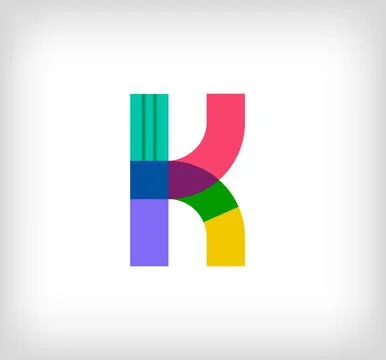 Creative abstract letter K multicolored linear logo. Stock Illustration