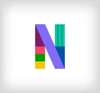 Creative abstract letter N multicolored linear logo. Stock Illustration