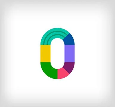 Creative abstract letter O multicolored linear logo. Stock Illustration