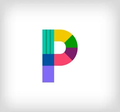 Creative abstract letter P multicolored linear logo. Stock Illustration