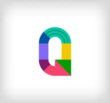 Creative abstract letter Q multicolored linear logo. Stock Illustration