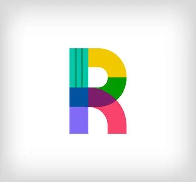 Creative abstract letter R multicolored linear logo. Stock Illustration