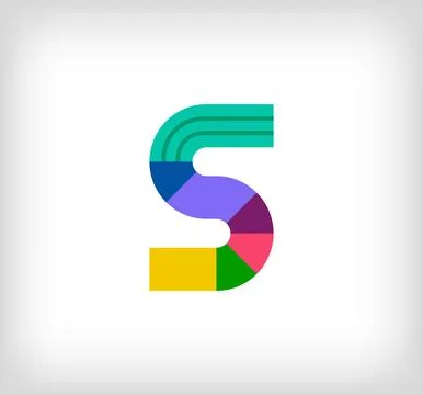 Creative abstract letter S multicolored linear logo. Stock Illustration