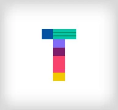Creative abstract letter T multicolored linear logo. Stock Illustration