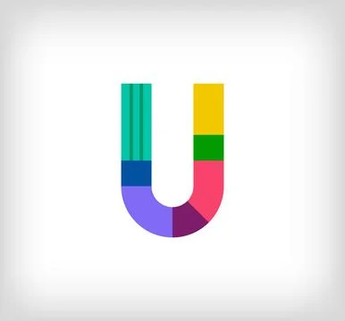 Creative abstract letter U multicolored linear logo. Stock Illustration