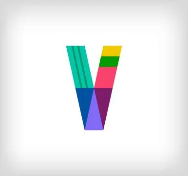 Creative abstract letter V multicolored linear logo. Stock Illustration