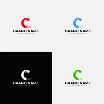 Creative abstract modern Letter C vector line logo design. Minimal logotype i Stock Illustration
