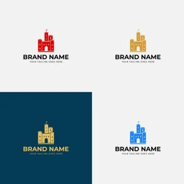 Creative abstract modern shield Castle tower silhouette for real estate, prot Stock Illustration