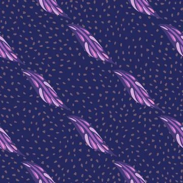 Creative abstract nature seamless pattern with diagonal leaf ornament in purp Stock Illustration