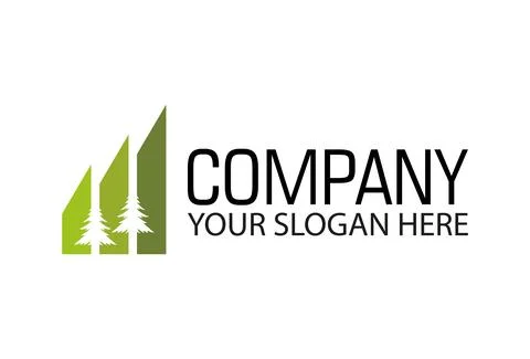 Creative Abstract Negative Space Green Pine Logo Design	 Illustrazione stock