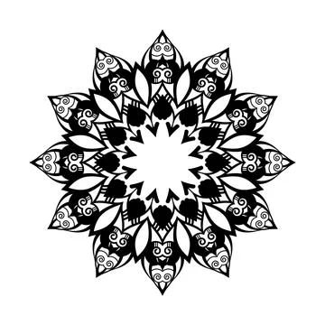 Creative abstract new art style hand drawn black and white colors mandala 库存插图