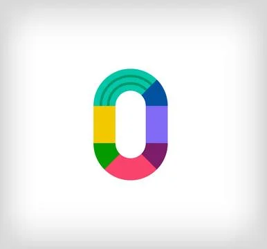 Creative abstract number 0 multicolored linear logo. Stock Illustration
