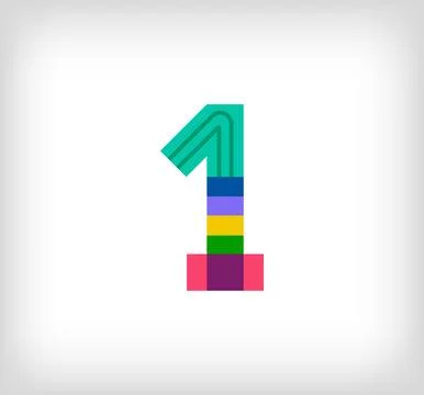 Creative abstract number 1 multicolored linear logo. Stock Illustration