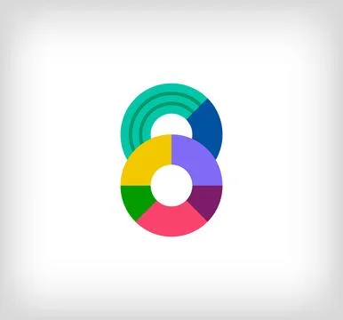 Creative abstract number 8 multicolored linear logo. Stock Illustration
