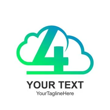 Creative abstract number four cloud vector logo design template element. Colo Ilustração Stock